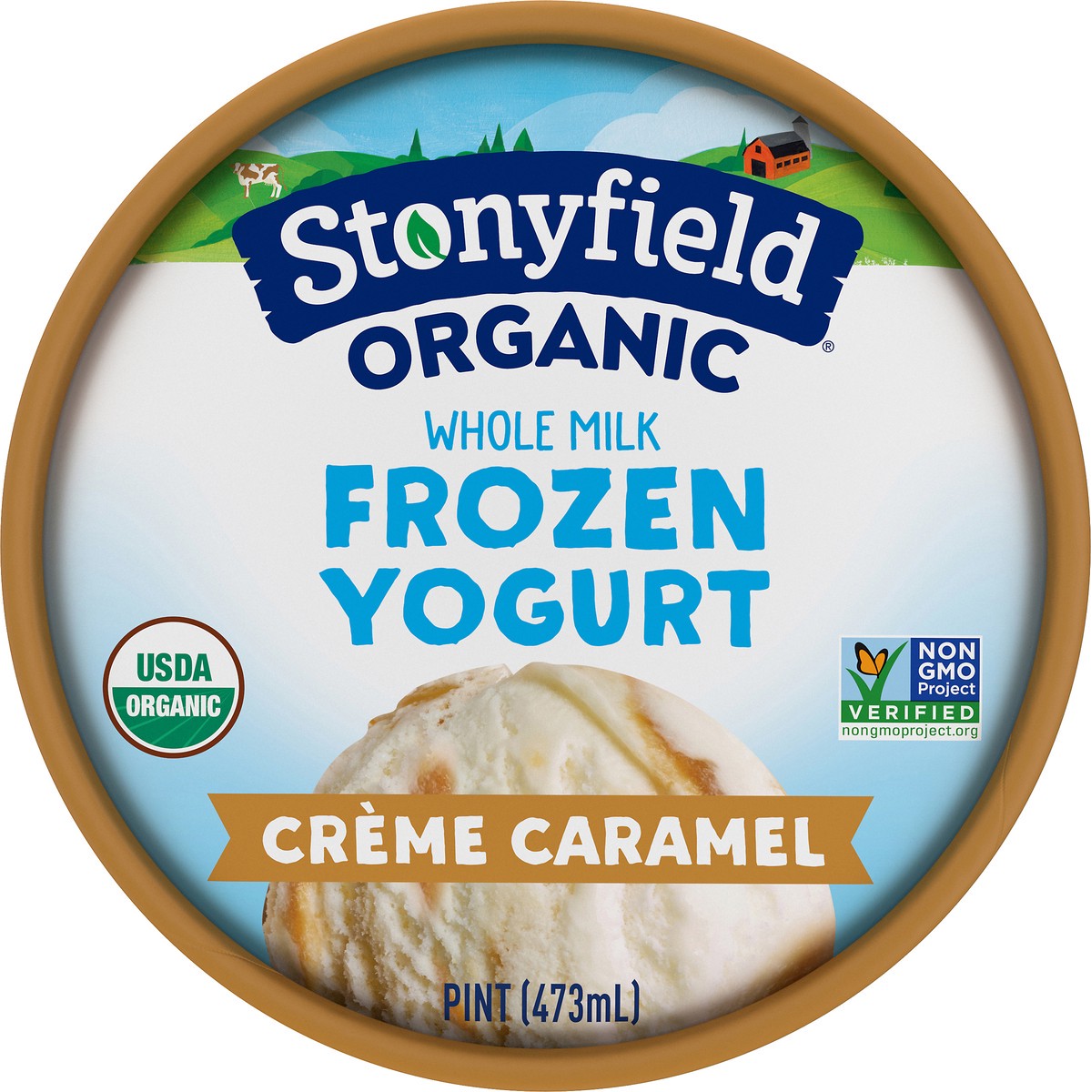 slide 4 of 8, Stonyfield Organic Whole Milk Crme Caramel Frozen Yogurt Cup, 1 pint