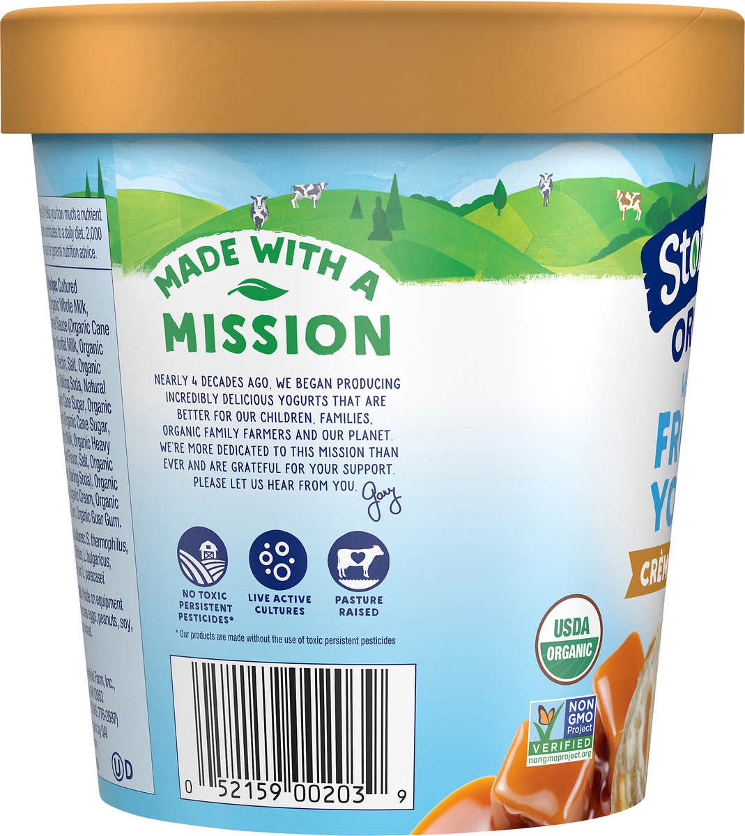 slide 5 of 8, Stonyfield Organic Whole Milk Crme Caramel Frozen Yogurt Cup, 1 pint