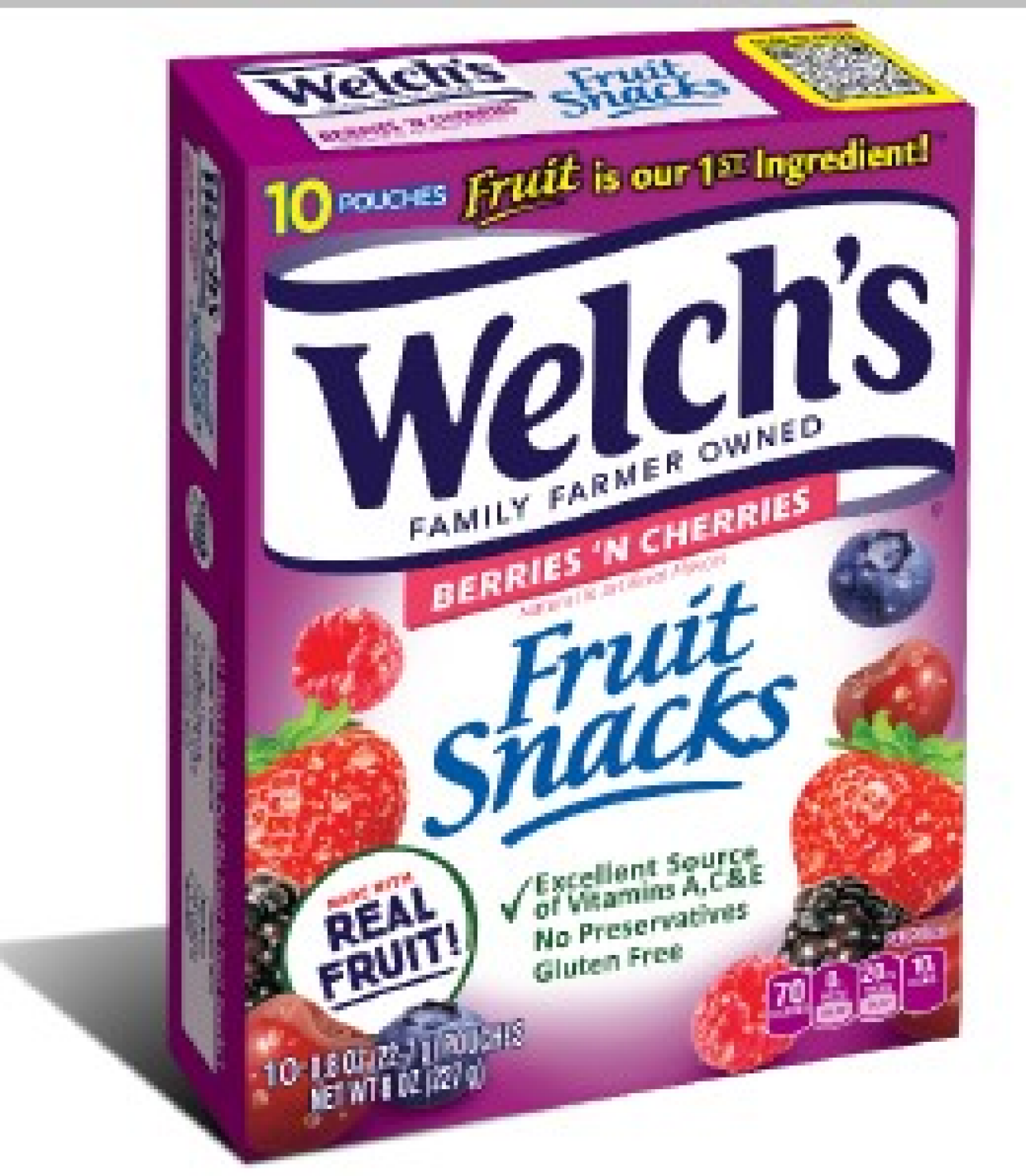 slide 1 of 1, Welch's Fruit Snacks, Berries 'N Cherries, 10 ct
