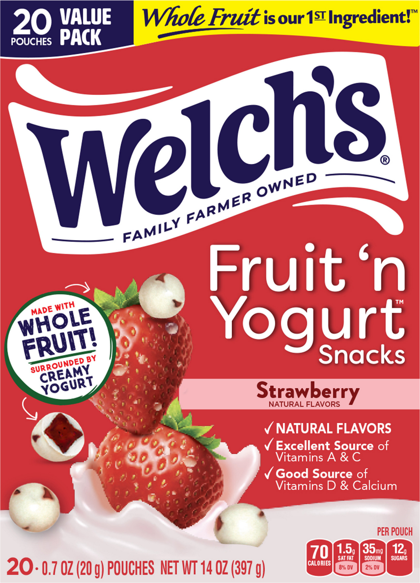 slide 1 of 1, Welch's Fruit n' Yogurt Strawberry 20ct Box, 20 ct