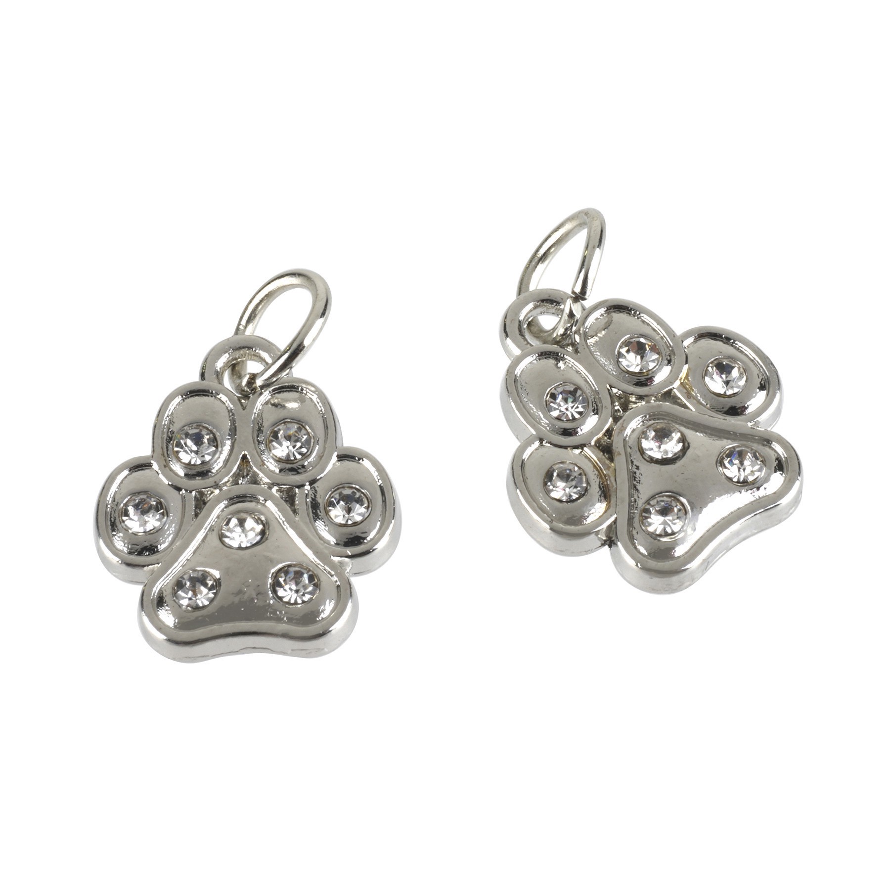 slide 3 of 3, Charmalong Rhodium Paw Charms By Bead Landing, 6mm x 15mm
