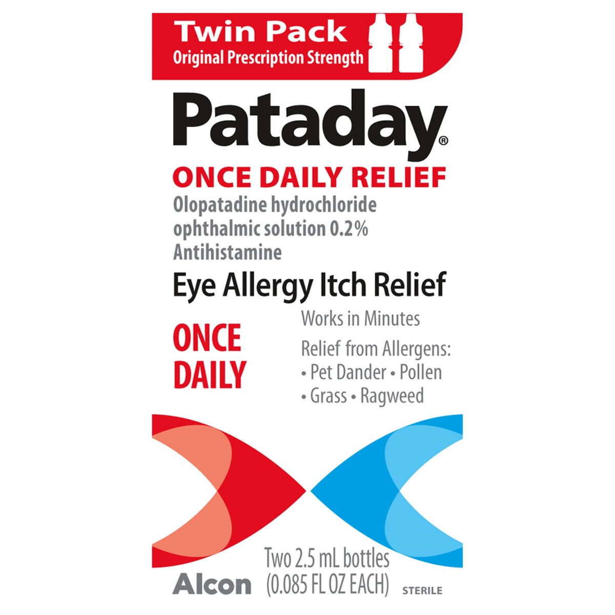 slide 1 of 3, Pataday Once Daily Eye Allergy Itch Relief Drops 2 x 2.5 mL, 2 ct
