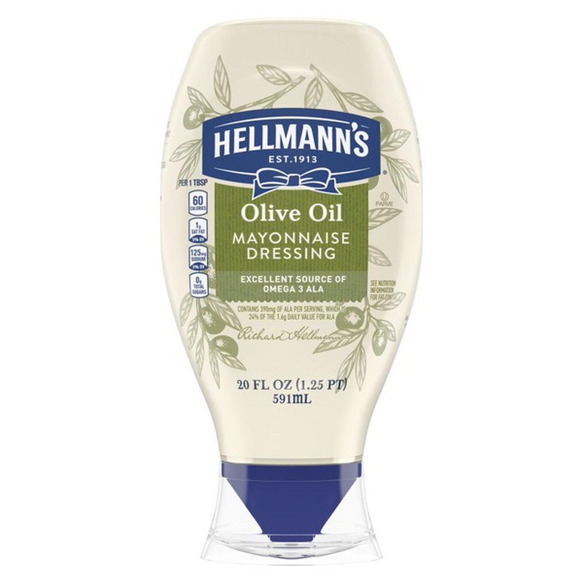 slide 1 of 1, Hellmann's Mayonnaise Dressing With Olive Oil Squeeze, 20 oz