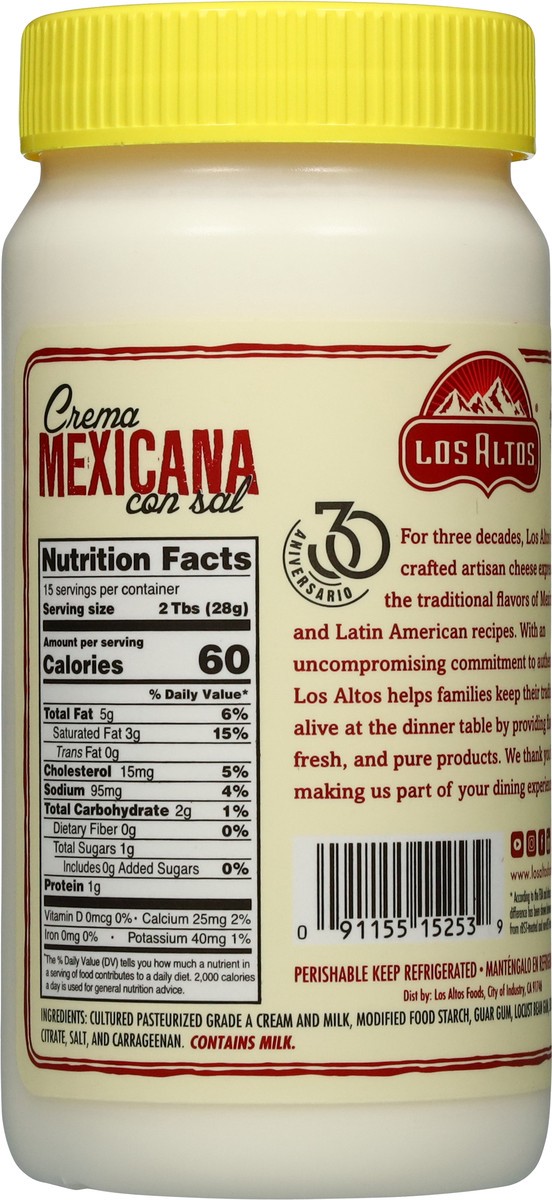 slide 6 of 14, Los Altos Mexicana Sour Cream 15 oz, 15 oz