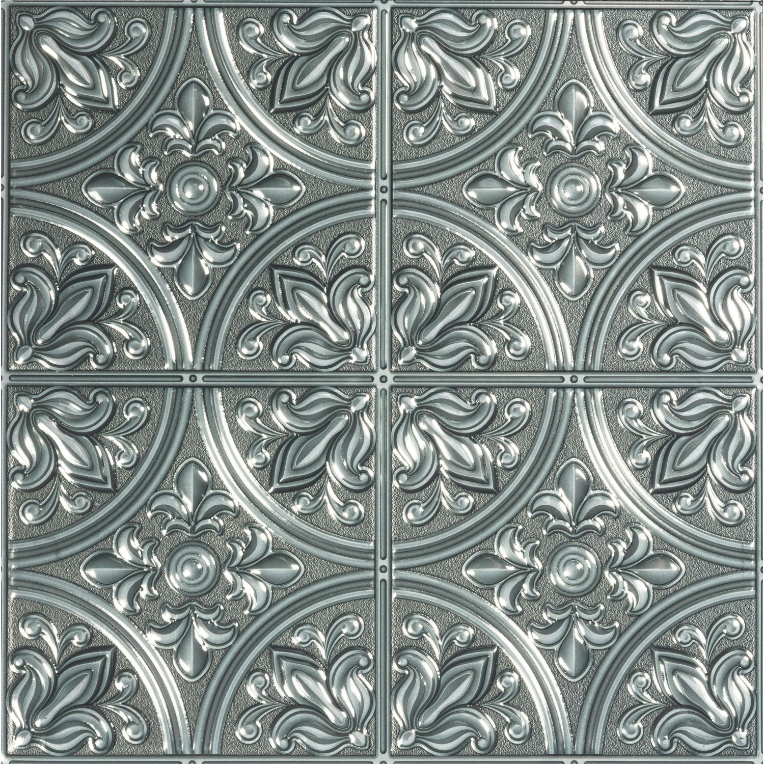 slide 1 of 3, RoomMates Peel and Stick Tile Backsplash, Silver Tin, 10.5"x10.5", 6 ct