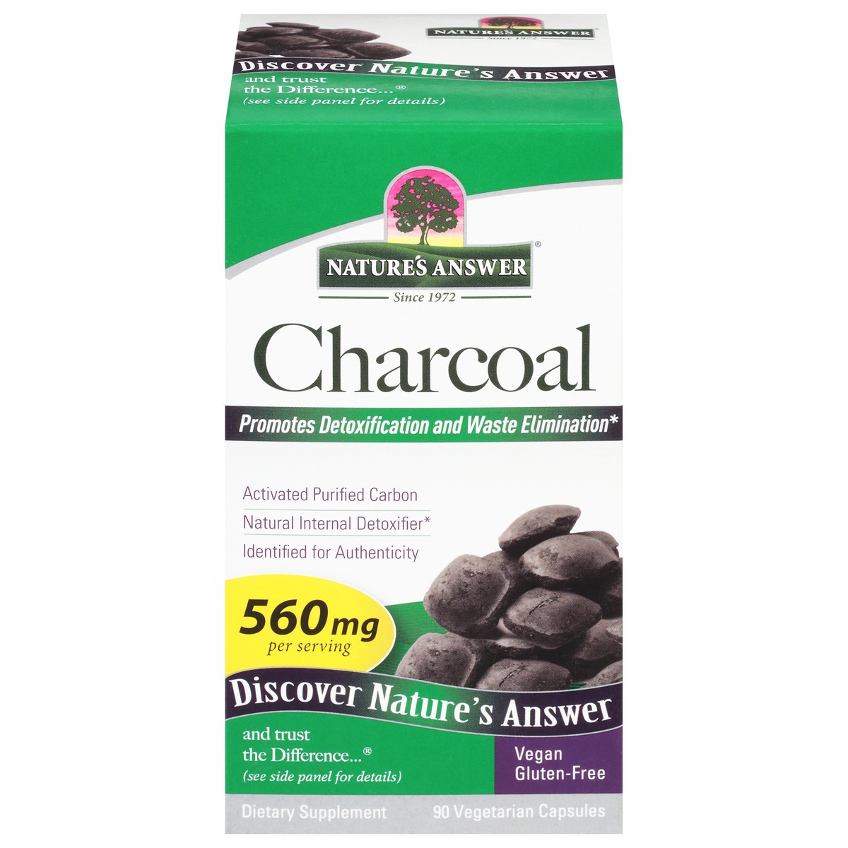 slide 1 of 3, Nature's Answer 560 mg Charcoal 90 Capsules, 90 ct