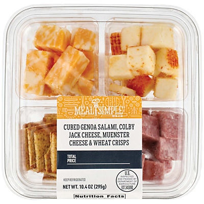 slide 1 of 1, H-E-B Meal Simple Salami, Cheese, and Wheat Crisps Snack Tray, 10.4 oz