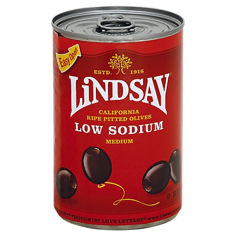 slide 1 of 1, Lindsay Olives Pitted California Ripe Low Sodium Medium, 6 oz