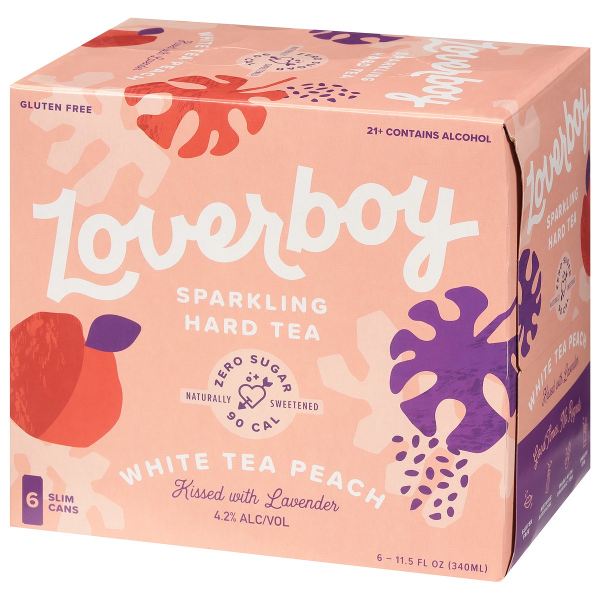 slide 2 of 9, Loverboy Sparkling White Tea Peach Hard Tea 6 - 11.5 fl oz Cans, 6 ct; 11.5 oz