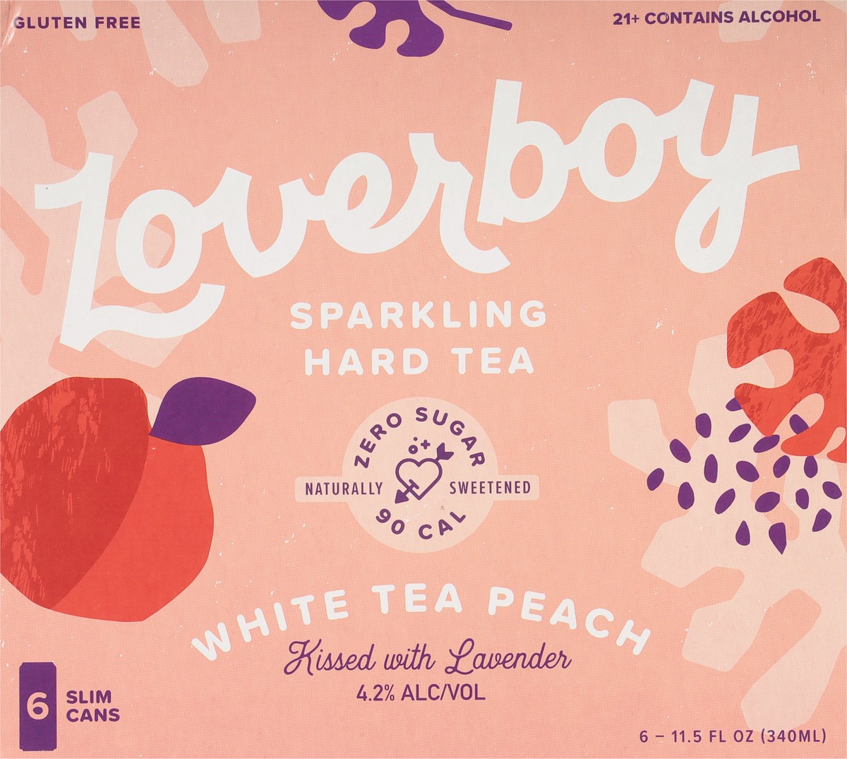 slide 3 of 9, Loverboy Sparkling White Tea Peach Hard Tea 6 - 11.5 fl oz Cans, 6 ct; 11.5 oz