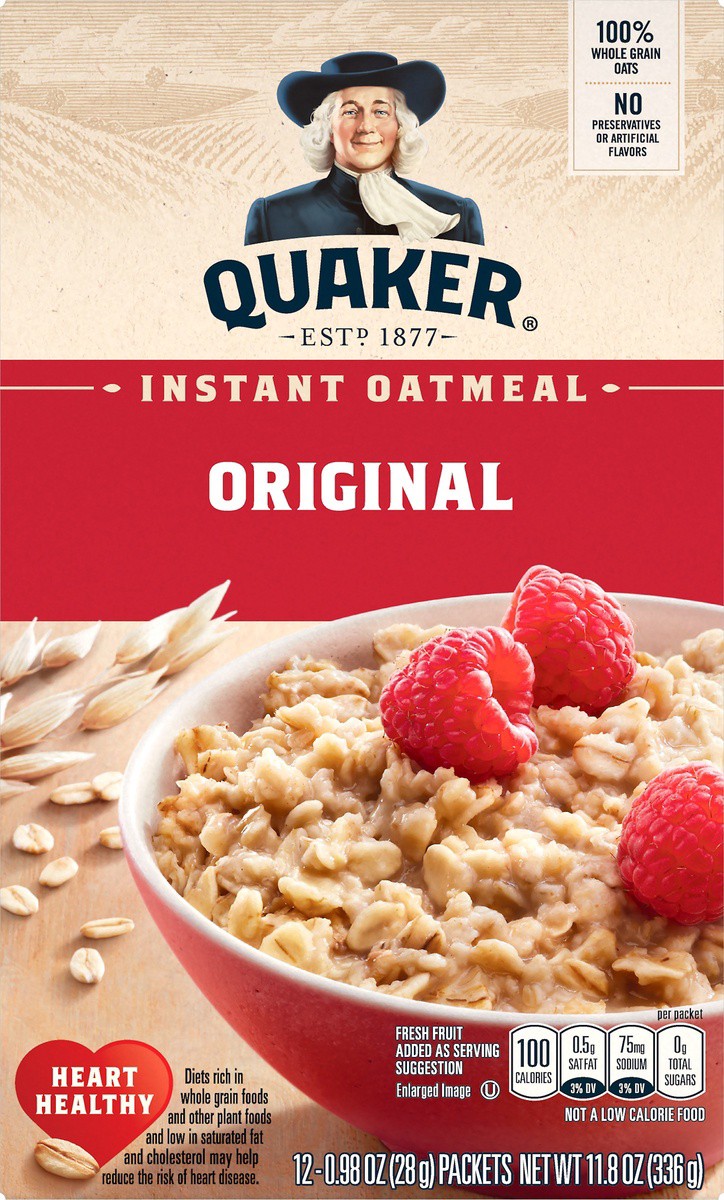 slide 5 of 5, Quaker Original Instant Oatmeal 12 ea, 11.8 oz