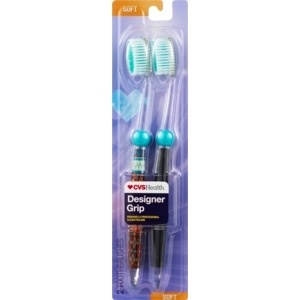 slide 1 of 1, CVS Health Designer Grip Toothbrush, 2 ct