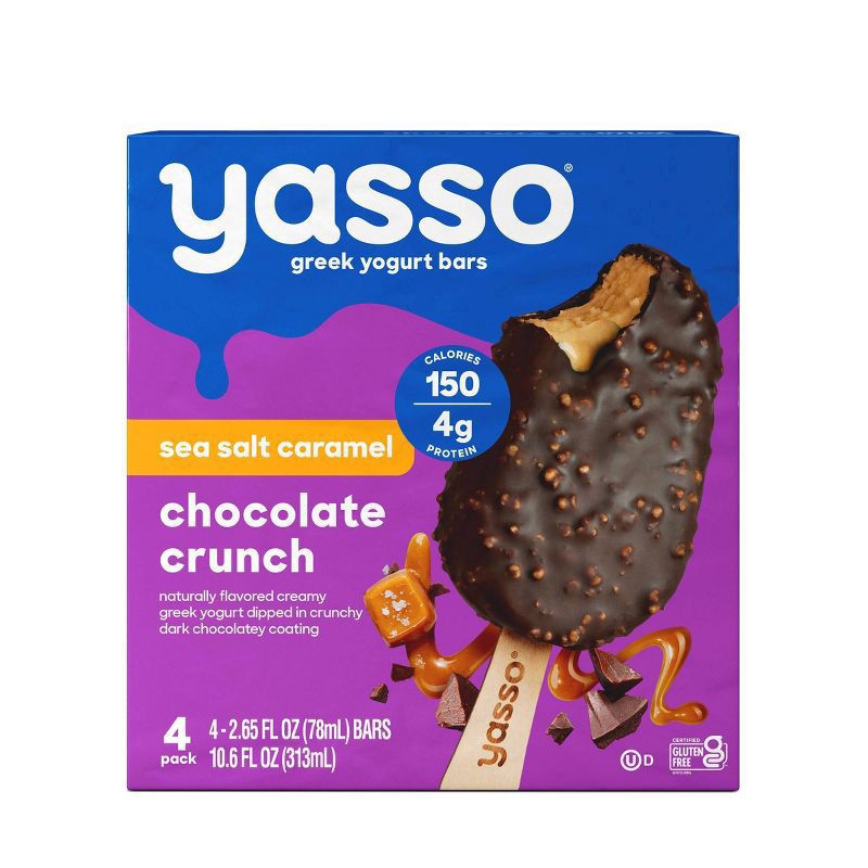 slide 1 of 8, Yasso Frozen Greek Yogurt Indulgent Caramel Dark Chocolate Crunch - 4ct, 4 ct