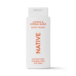 Native Body Wash, Citrus & Herbal Musk, Sulfate Free, Naturally Derived Ingredients, 24hr Freshness, for Women & Men, 18oz