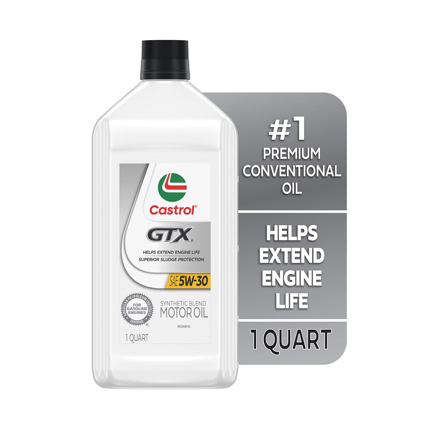 slide 10 of 10, Castrol GTX 5W-30 Synthetic Blend Motor Oil, 1 Quart, 32 fl oz