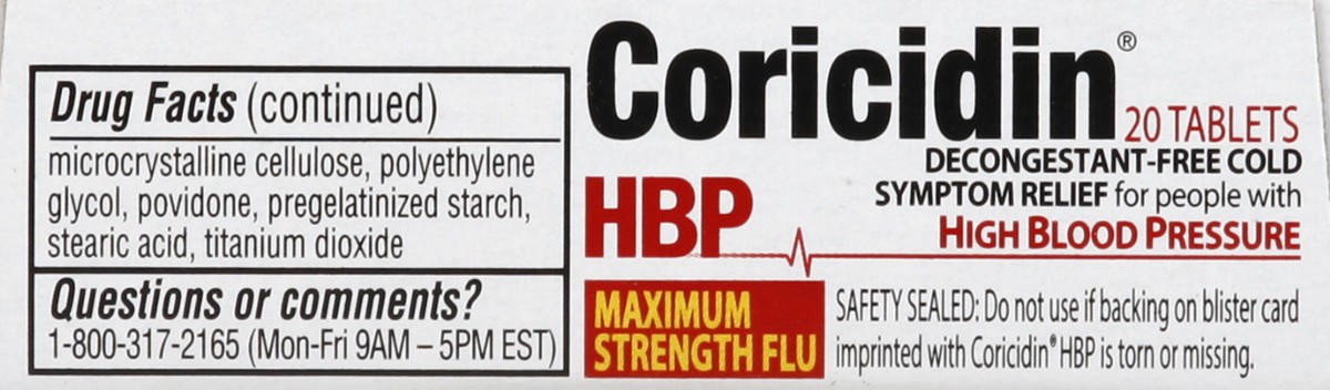 slide 2 of 4, Coricidin Maximum Strength High Blood Pressure Flu Tablets, 20 ct