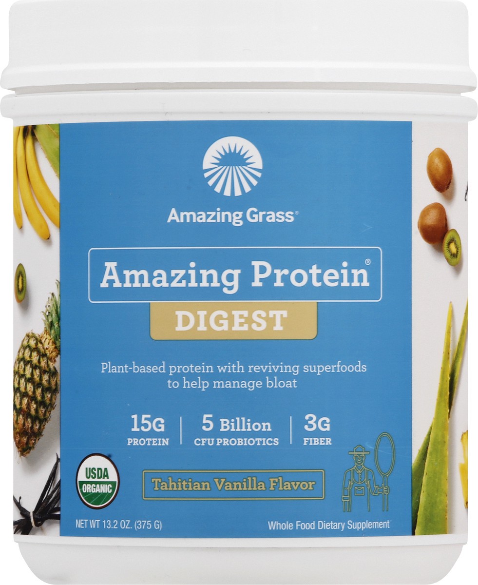 slide 6 of 13, Amazing Grass Digest Tahitian Vanilla Flavor Amazing Protein 13.2 oz, 13.2 oz