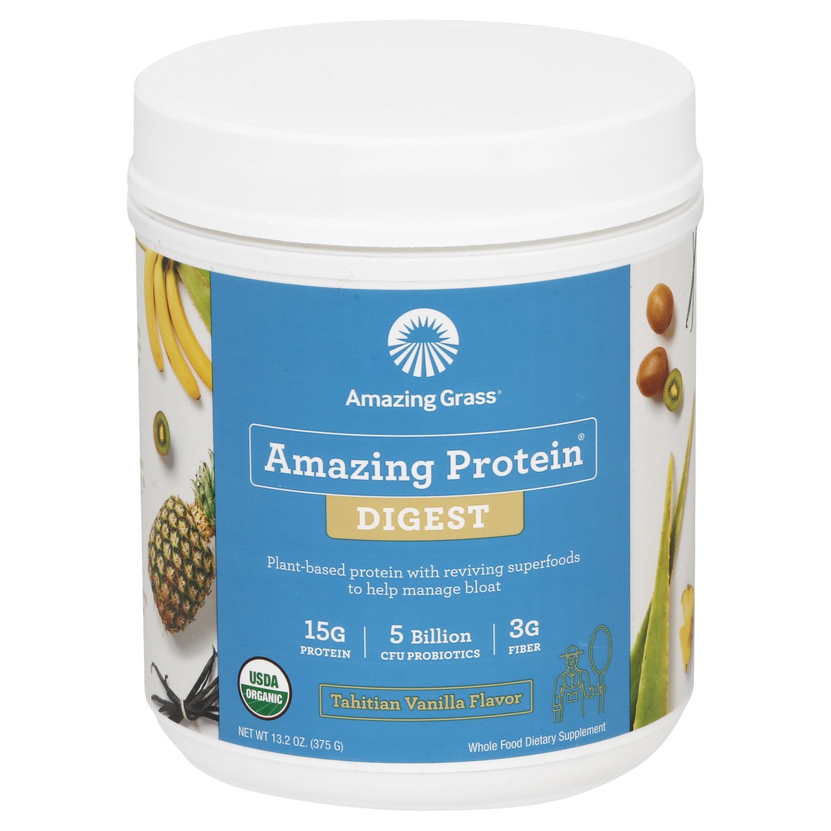 slide 10 of 13, Amazing Grass Digest Tahitian Vanilla Flavor Amazing Protein 13.2 oz, 13.2 oz