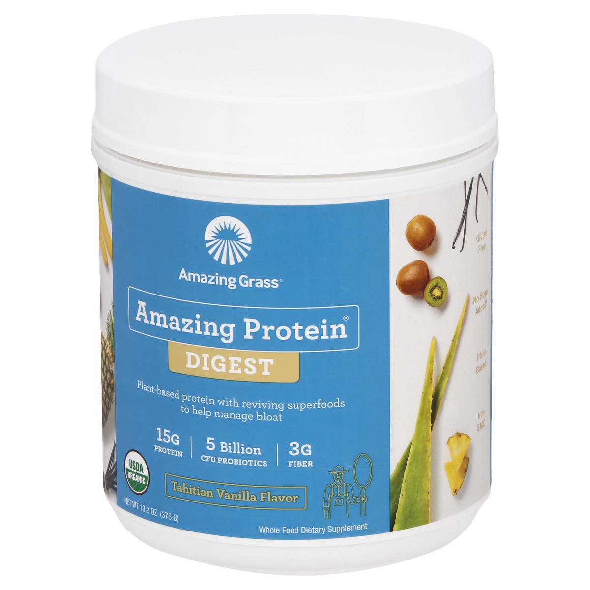 slide 4 of 13, Amazing Grass Digest Tahitian Vanilla Flavor Amazing Protein 13.2 oz, 13.2 oz