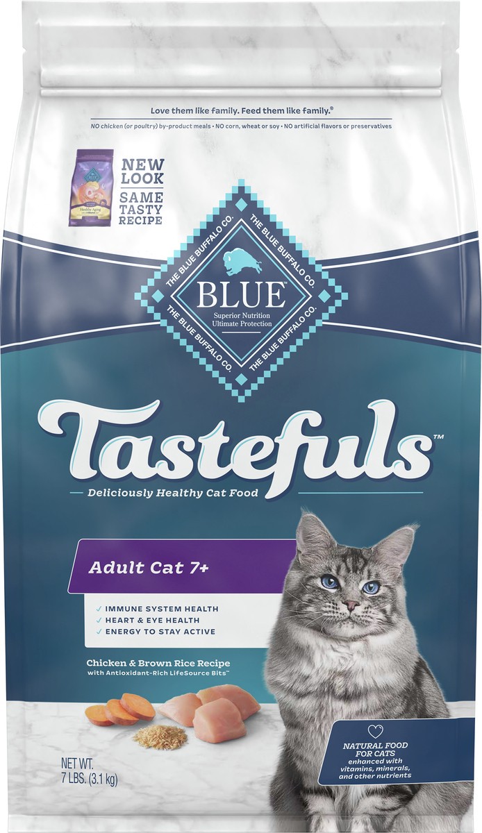 slide 3 of 6, Blue Buffalo Tastefuls Adult 7+ Natural Dry Cat Food, Chicken 7lb bag, 7 lb