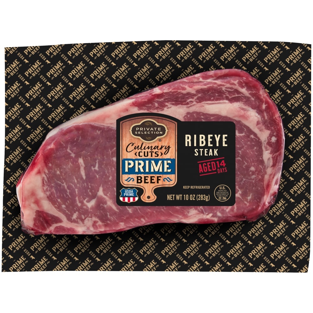 slide 1 of 1, Private Selection Culinary Cuts Prime Beef Ribeye Steak, 10 oz