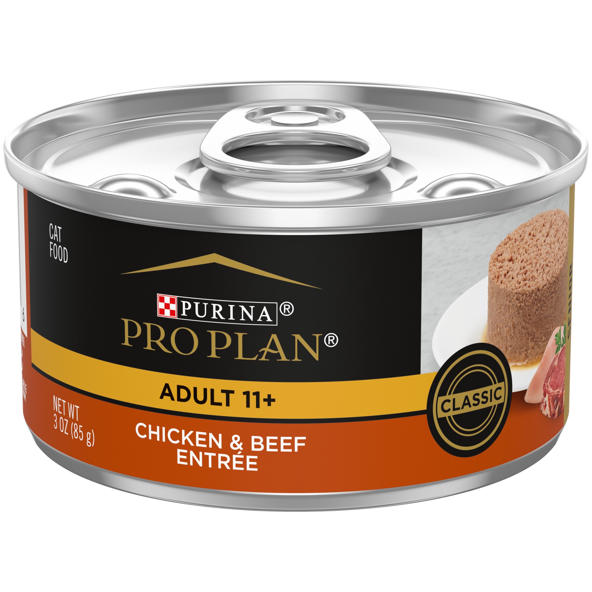 slide 1 of 8, Pro Plan Purina Pro Plan High Protein Senior Wet Cat Food Pate, SENIOR 11+ Chicken & Beef Entree, 3 oz