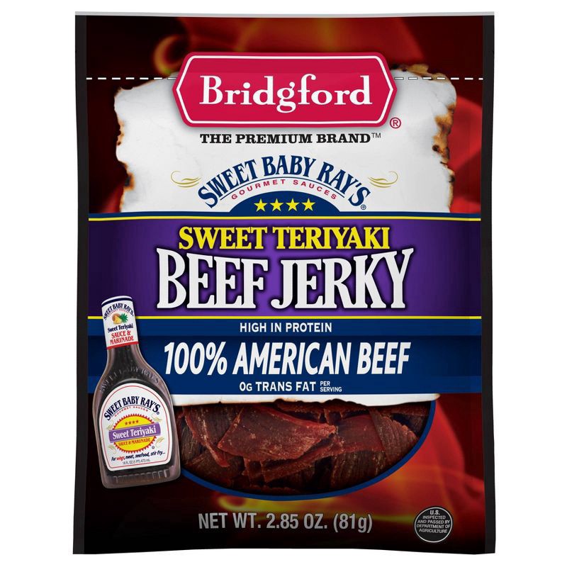 slide 1 of 2, Bridgford Sweet Baby Ray's Sweet Teriyaki Beef Jerky 2.85Oz Bag, 2.85 oz