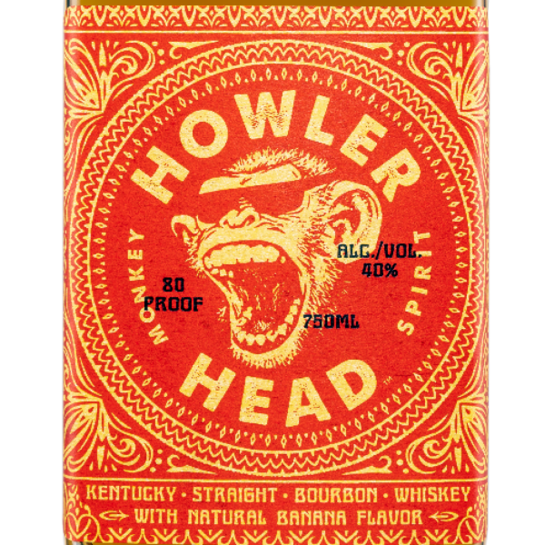 slide 4 of 10, Howler Head Kentucky Straight Bourbon Whiskey with Natural Banana Flavor 750 ml, 750 ml