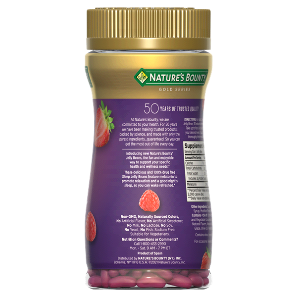 slide 12 of 13, Nature's Bounty Melatonin Sleep Aid Vitamin, Mixed Berry Jelly Beans, 2mg, 80 ct