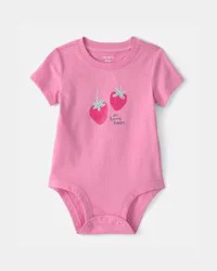 Carter's Baby Girl "So Berry Happy" Strawberry Graphic Bodysuit - Pink, NB