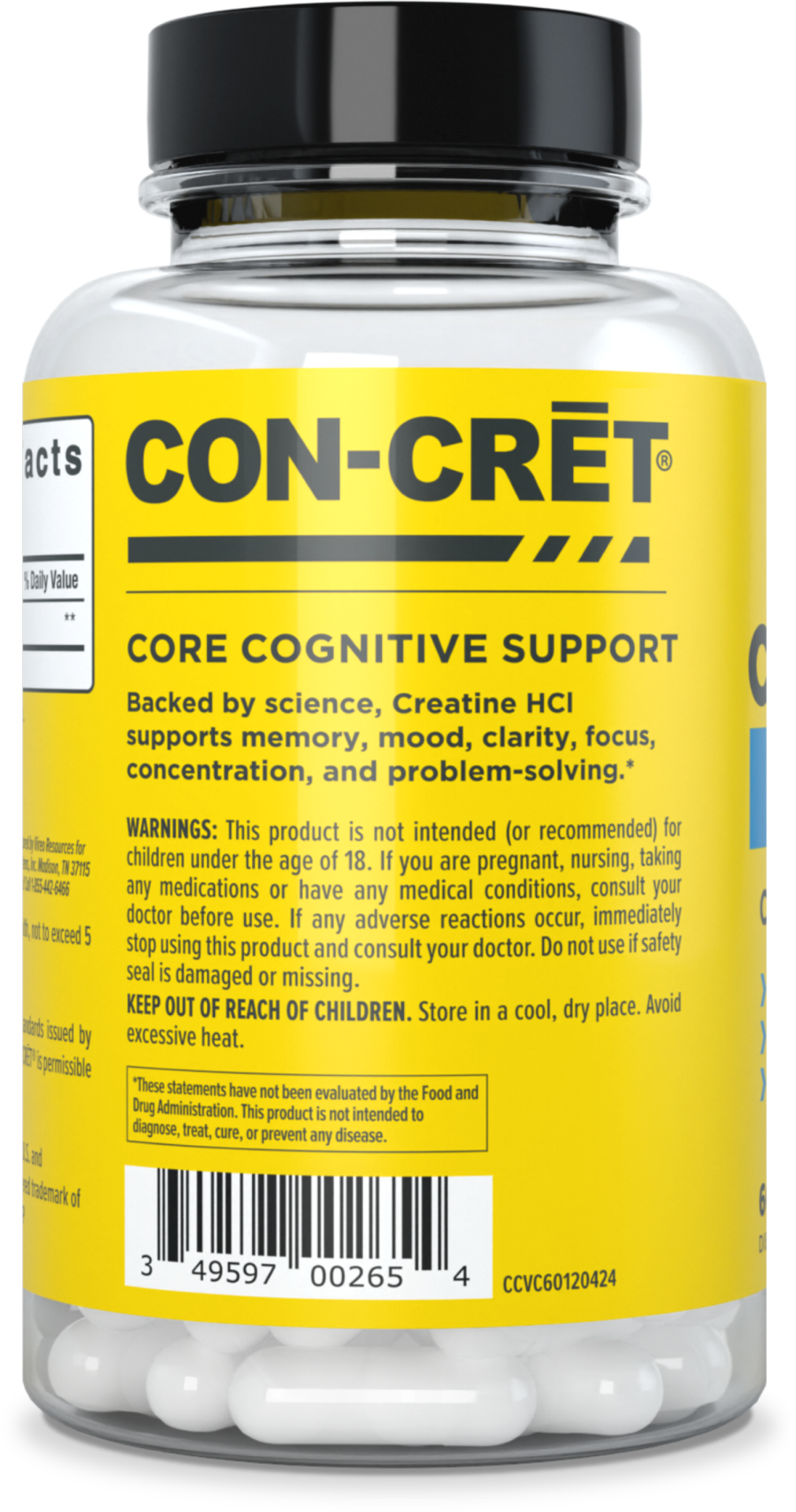 slide 2 of 2, Con-Cret Brain Health Creatine 60ct, 60 ct