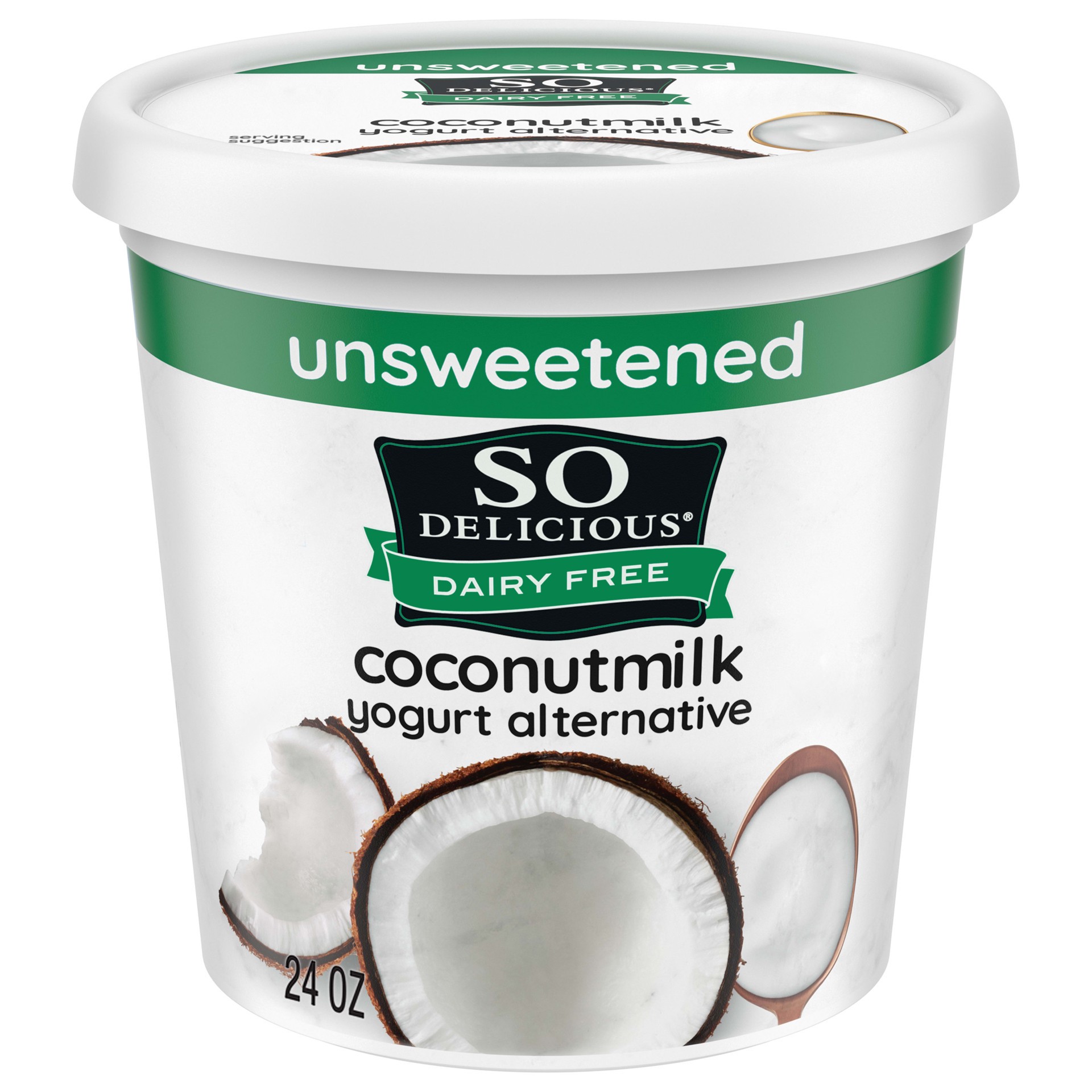 slide 1 of 5, So Delicious Dairy Free Coconut Milk Yogurt Alternative, Unsweetened, Plain, Vegan, Gluten Free, Non-GMO, Creamy Plant Based Yogurt Alternative, 24 oz Container, 24 oz