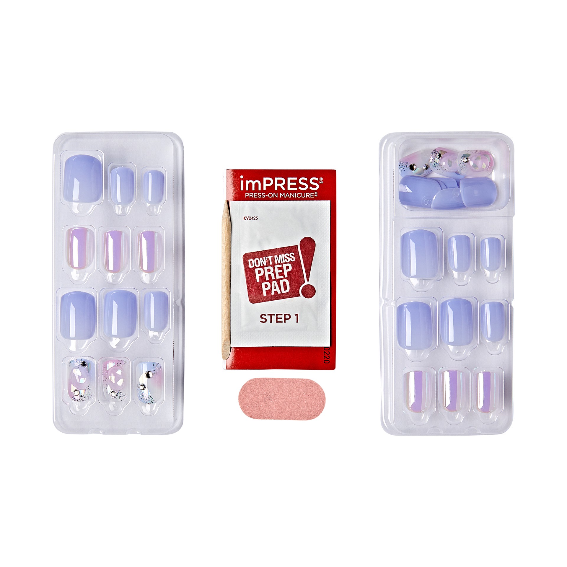 slide 3 of 5, imPRESS KISS imPRESS Premium Short Square Press-On Nails, Glossy Blue, 30 Pieces, 1 ct