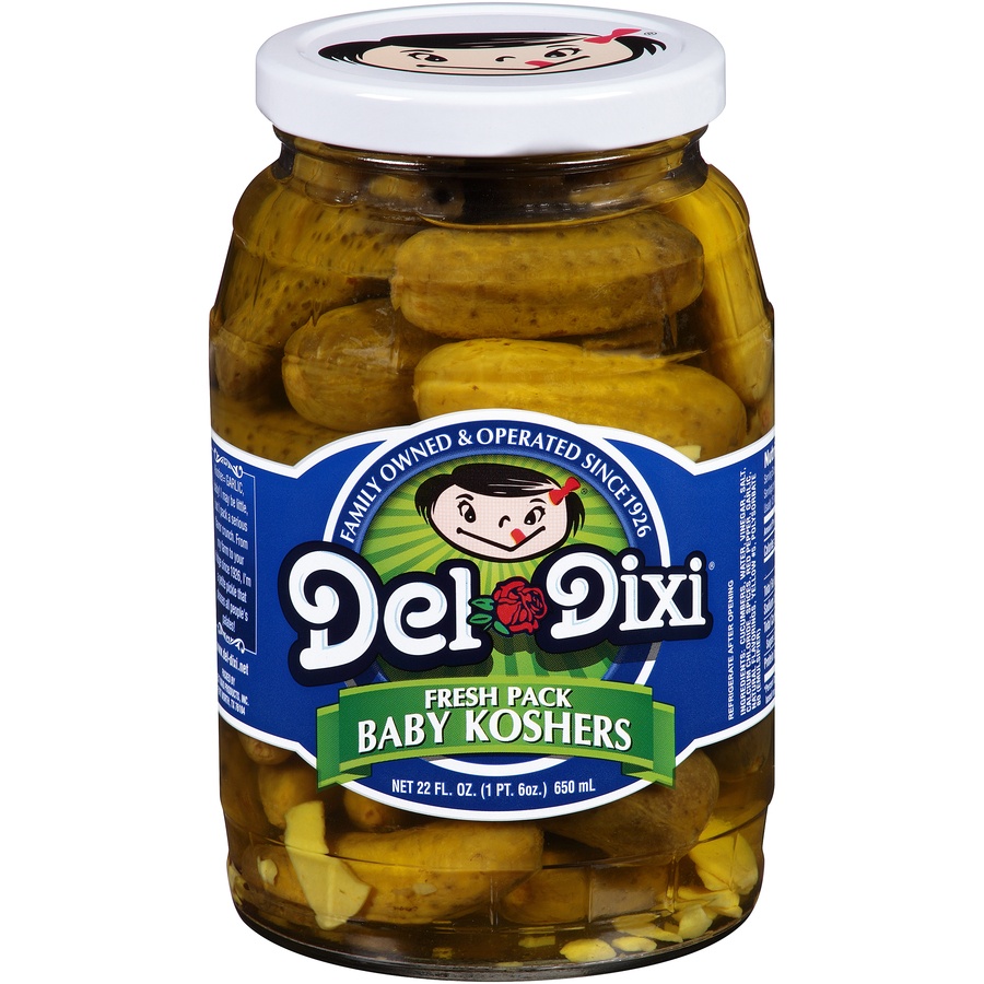 slide 1 of 5, Del-Dixi Baby Kosher Pickles, 22 oz