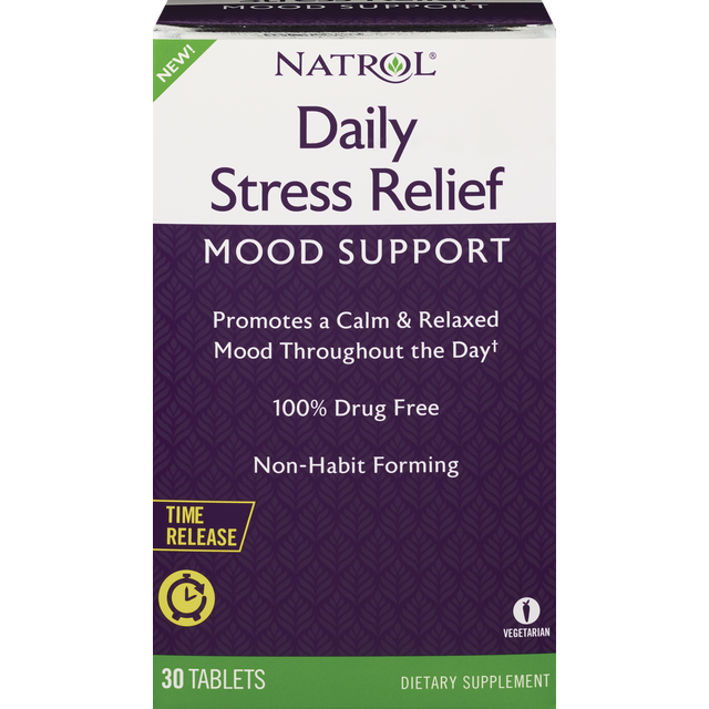 slide 1 of 1, Natrol Daily Stress Relief Mood Support Tablets, 30 ct