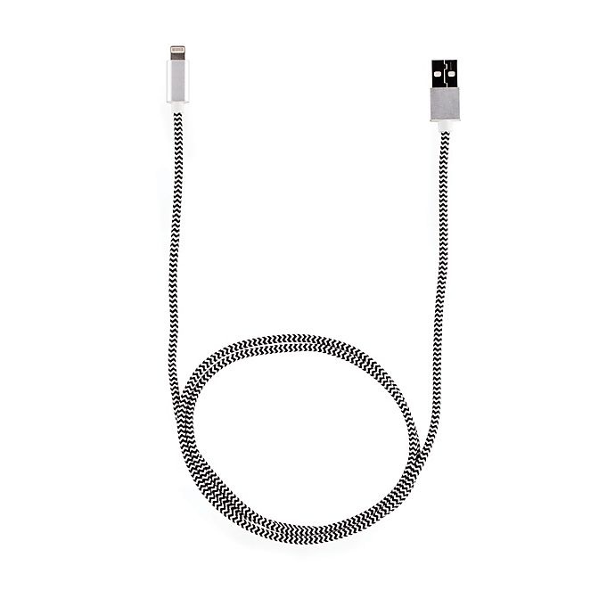 slide 1 of 3, Kikkerland 2-in-1 Reversible Charging Cable - Black/White, 1 ct