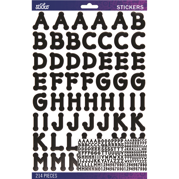 Sticko Alphabet Stickers-Black Brush Small