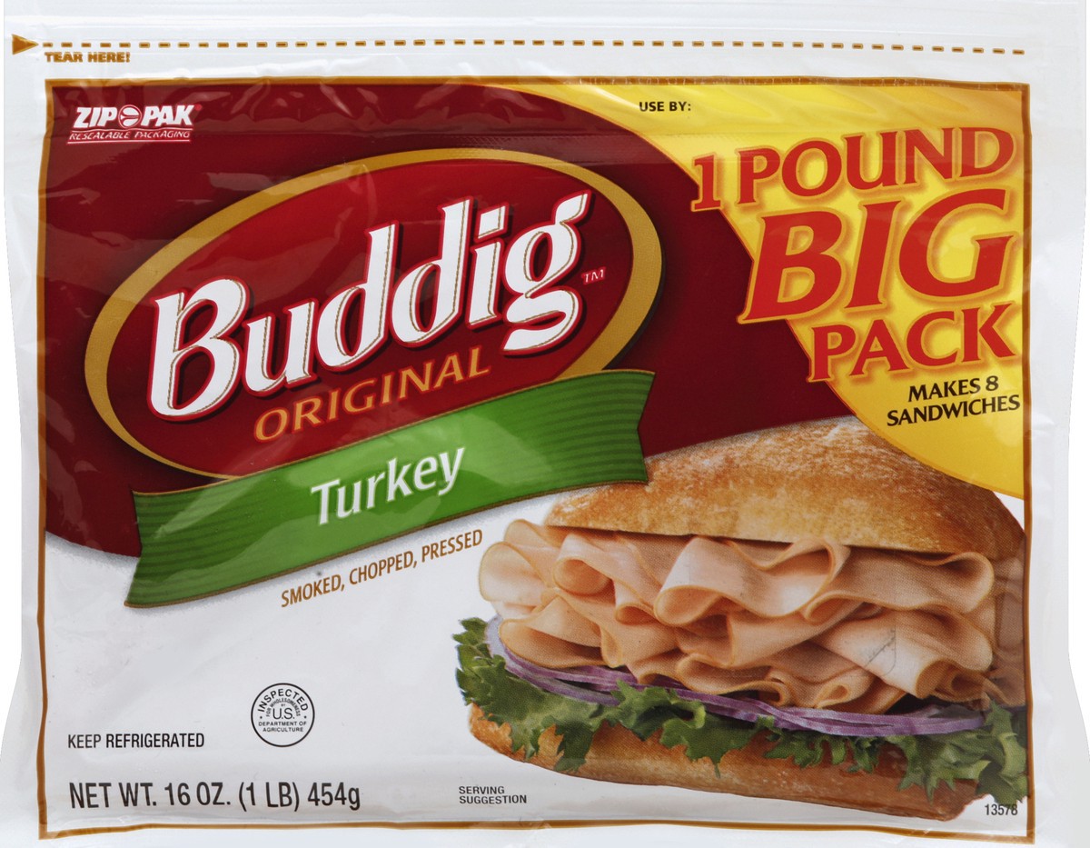 slide 2 of 6, Buddig Sliced Turkey, 16 oz