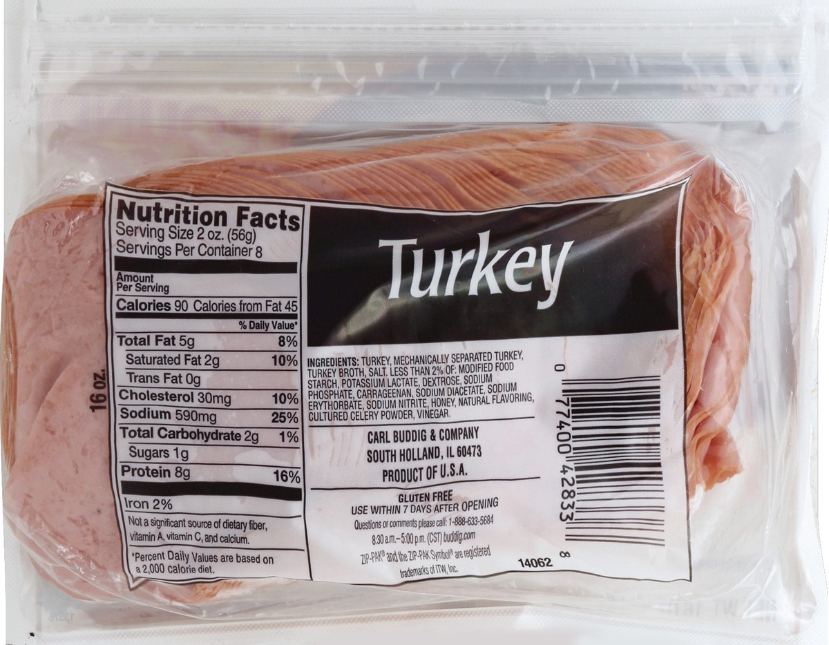 slide 3 of 6, Buddig Sliced Turkey, 16 oz