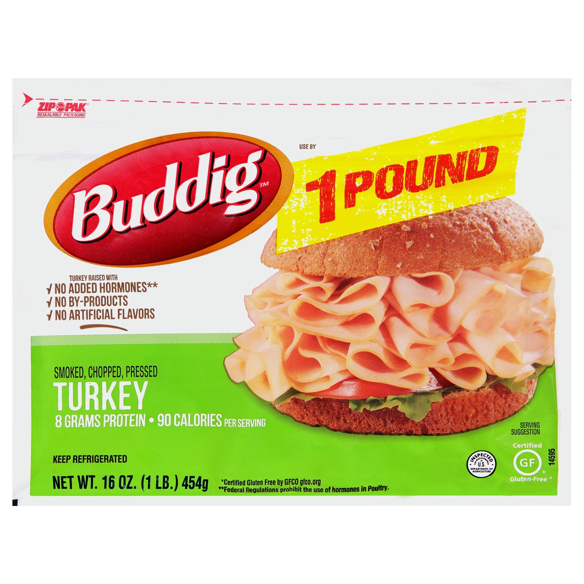 slide 1 of 6, Buddig Sliced Turkey, 16 oz