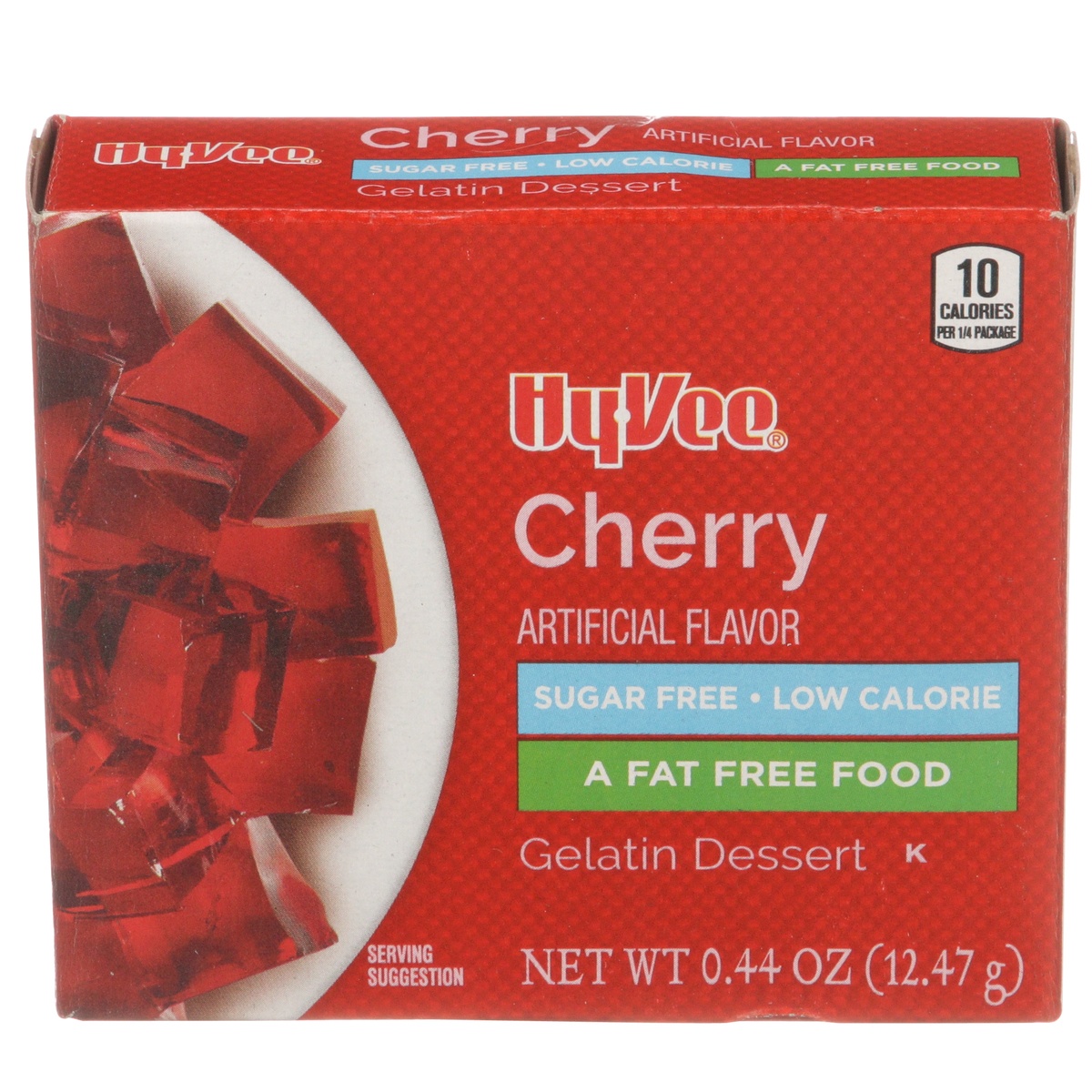 slide 1 of 1, Hy-vee Cherry Sugar Free Low Calorie Gelatin Dessert, 0.44 oz