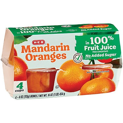 slide 1 of 1, H-E-B Select Ingredients Mandarins In 100% Juice, 4 ct