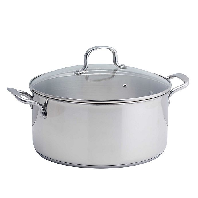 slide 1 of 1, SALT Stainless Steel Covered Low Stock Pot, 10 qt