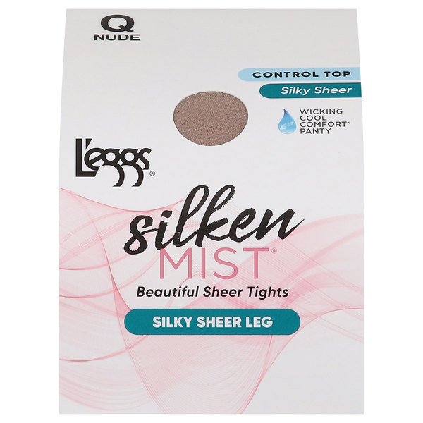 slide 1 of 1, L'eggs Silken Mist Nude Q Silky Sheer Leg Tights, 1 ct
