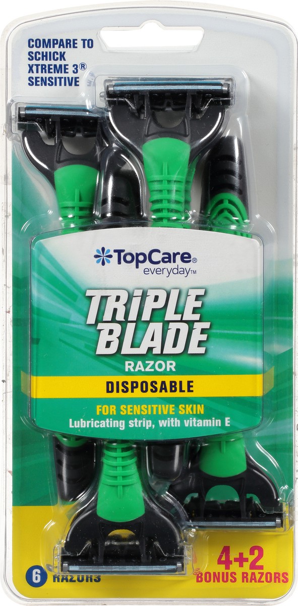 slide 9 of 15, TopCare Everyday Triple Blade Disposable Razors 6 ea, 6 ct