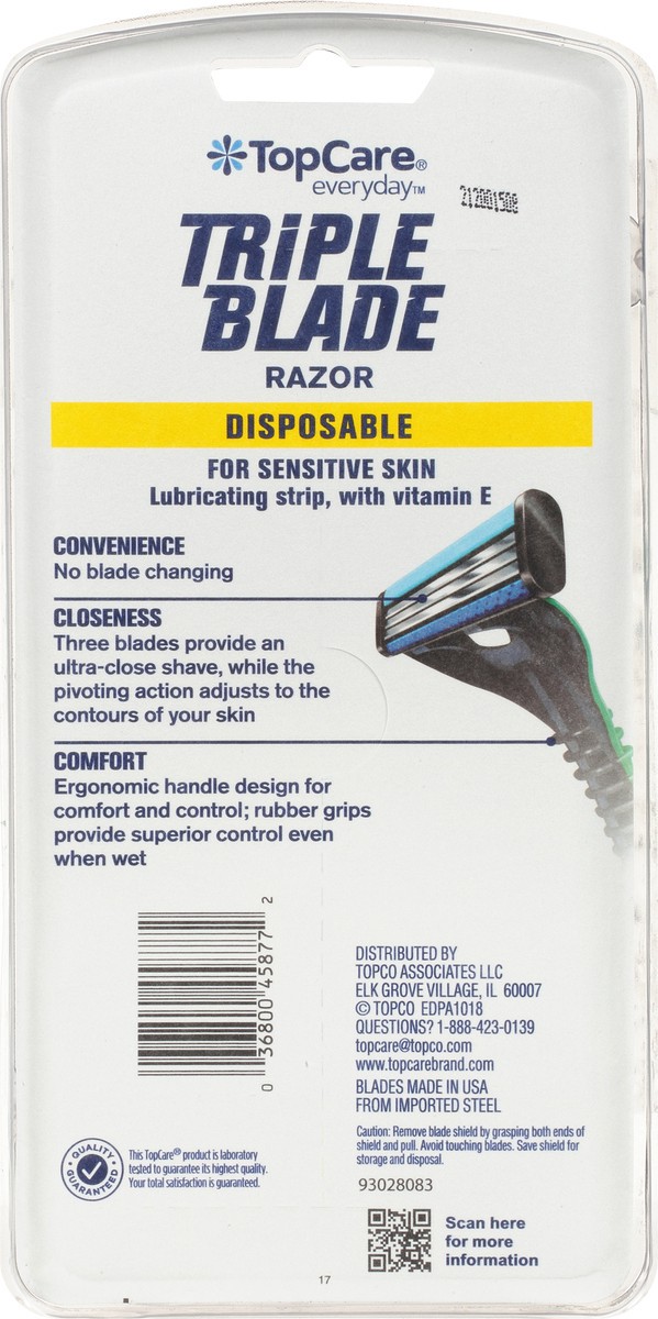 slide 10 of 15, TopCare Everyday Triple Blade Disposable Razors 6 ea, 6 ct