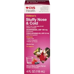 slide 1 of 1, CVS Health Children's Stuffy Nose, Mixed Berry Flavor, 4 Oz, 1 ct