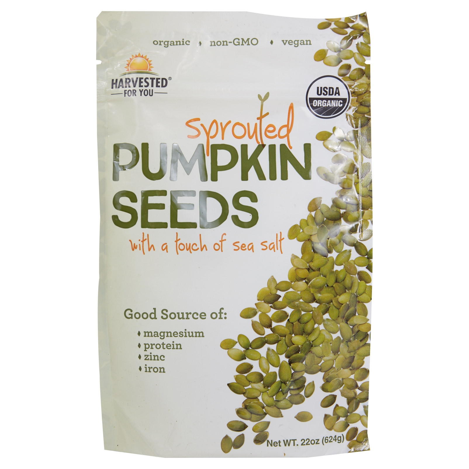 slide 1 of 1, Harvested For You Sprouted Pumpkin Seeds, 22 oz