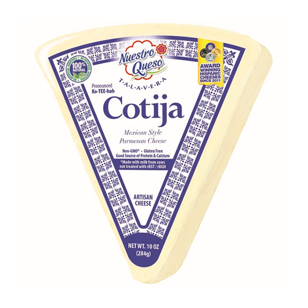 slide 1 of 1, Nuestro Queso Cotija Mexican Style Parmesan Cheese Edge, 10 oz