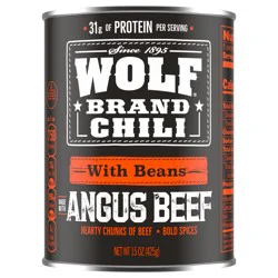 Wolf Brand Angus With Beans Chili, 31g Protein Per Serving, 15 oz. Can
